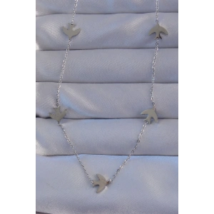 316L Çelik Gümüş Renk Kuş Model Kolye