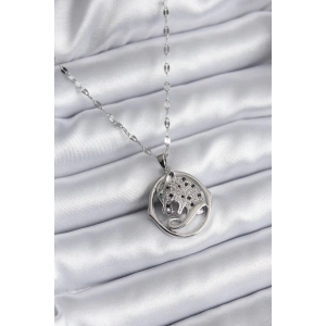 316l Çelik Gümüş Renk Zirkon Taşlı Jaguar Model Kadın Kolye