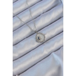 316l Çelik Gümüş Renk Zirkon Taşlı Mineli Kutup Yıldızı Kolye