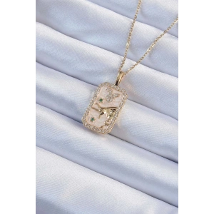 316l Çelik Zincir Altın Renk Zirkon Taşlı Boğa Figürlü Tarot Kolye