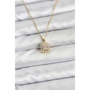 316l Çelik Zincir Gold Renk Baget Model Kadın Kolye