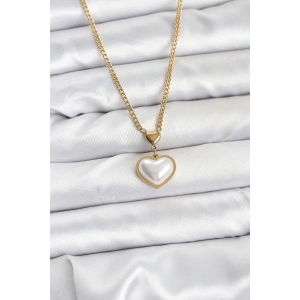 316l Çelik Zincir Gold Renk Bombeli Kalp Model Kadın Kolye