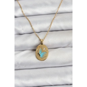 316l Çelik Zincir Gold Renk Kelebek Figür Kadın Kolye