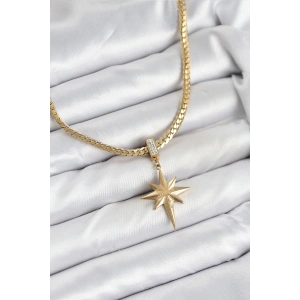 316l Çelik Zincir Gold Renk Kutup Yıldızı Model Kadın Kolye
