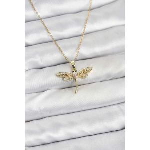 316l Çelik Zincir Gold Renk Yusufçuk Model Kadın Kolye