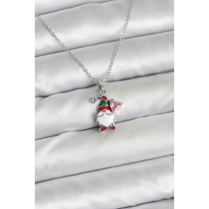 316l Çelik Zincir Gümüş Renk Yılbaşı Teması Kadın Kolye
