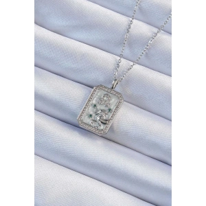 316l Çelik Zincir Gümüş Renk Zirkon Taşlı Aslan Figürlü Tarot Kolye