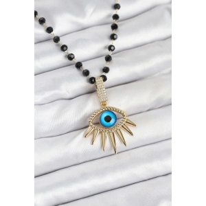 316L Çelik Zincir Kristal Boncuklu Göz Model Kadın Kolye