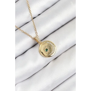 316L Çelik Zirkon Taşlı Ay Ve Güneş Model Gold Renk Kadın Kolye