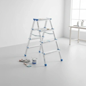 4+4 Çift Basamaklı Alüminyum Metal Merdiven