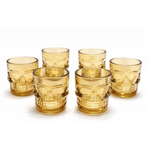 6lı Kurukafa Sepya Cam Shot Bardağı Seti