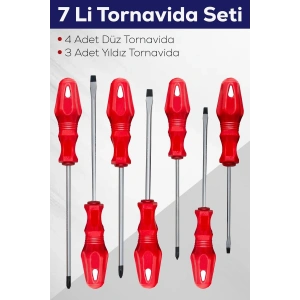 7li Tornavida Seti (4  Düz Tornavida 3  Yıldız Tornavida)