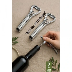 Barmen Tipi Şişe Açacağı ve Tirbuşon – 2’si 1 Arada | Ergonomik, Dayanıklı, Sofra Tipi Açacak