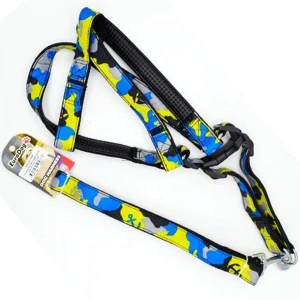 Euro Dog Köpek Uzatma Tasması Ve Göğüs Tasması Takımı Sarı Kamuflaj 25 Mm 120 Cm