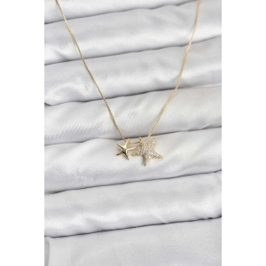 Gold Renk Pirinç Minimal Yıldız Model Kadın Kolye