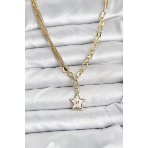 Gold Renk Pirinç Yıldız Model Kadın Kolye