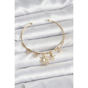 Güneş Charmlı Gold Renk Pirinç Kadın Bileklik