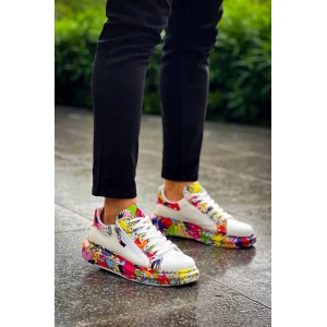 KB-02  Kuback Bağcıklı Crocodile Beyaz Kırmızı Günlük Erkek Ayakkabı