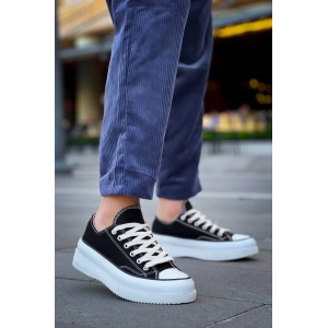 KB-CX-3 Kuback Kısa Siyah Keten Beyaz Yüksek Taban Spor Ayakkabı