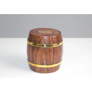 Pirinç Detaylı Fıçı Kumbara Model 1