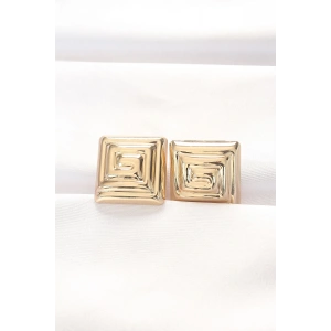 Pirinç Gold Renk Kare Form Küpe