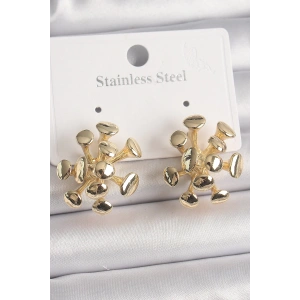 Pirinç Gold Renk Virüs Figür Model Kadın Küpe