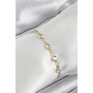 Pirinç Gold Renk Zirkon Taşlı Kadın Bileklik