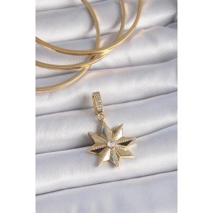 Pirinç Gold Renk Zirkon Taşlı Kutup Yıldızı Ajda Charm