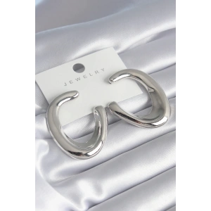 Pirinç Gümüş Renk Halka Model Kadın Küpe