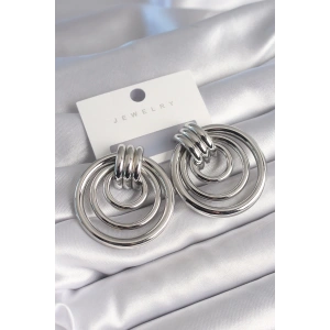 Pirinç Gümüş Renk Halka Model Kadın Küpe