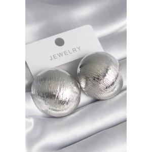 Pirinç Gümüş Renk İşleme Detay Daire Model Kadın Küpe