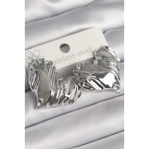 Pirinç Gümüş Renk İşlemeli Kalp Model Kadın Küpe