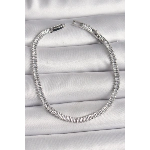 Pirinç Gümüş Renk Zirkon Taşlı Su Yolu Model Kadın Bileklik