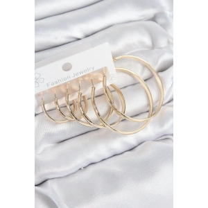 Pirinç Halka Model Gold Renk Kadın Set Küpe