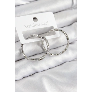 Pirinç Halka Model Gümüş Renk Kadın Küpe