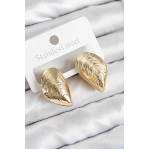 Pirinç İstiridye Model Gold Renk Kadın Küpe