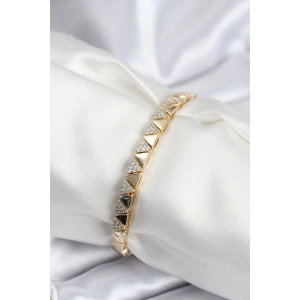 Pirinç VIP Seri Gold Renk Sıralı Üçgen Model Kadın Bileklik