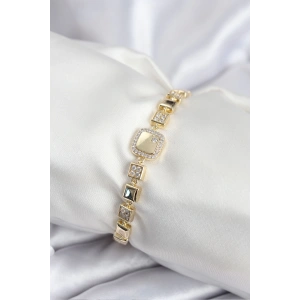 Pirinç VIP Seri Gold Renk Zirkon Taşlı Model Kadın Bileklik