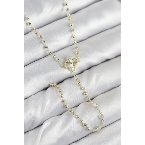 Pirinç Zirkon Taşlı Yonca Model Gold Renk Kadın Y Kolye