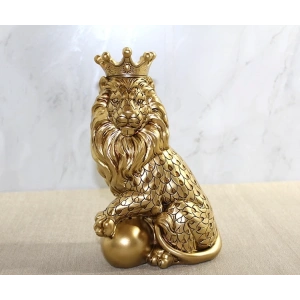 Polyester Dekoratif Taçlı Aslan Figürü Alk2574