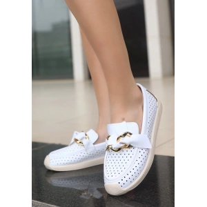 Riwan Beyaz Cilt Babet Ayakkabı