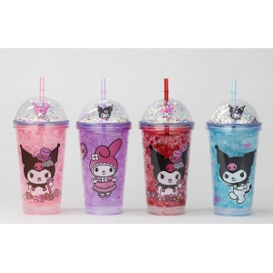 Sevimli Kuromi Pipetli Işıklı Boncuklu Suluk Bardak 400 ml