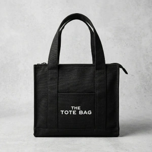 Siyah Kanvas Yumuşak Kol Çantası The Tote Bag