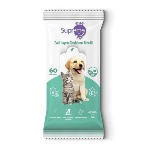 Supreme Yeşil Çaylı Kedi ve Köpek Temizleme Mendili 60 Adet