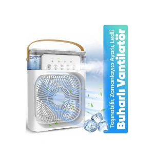 Taşınabilir Işıklı 5 Spreyli Vantilatör Buzlu Buharlı Vantilatör Mini Fan Nemlendirici