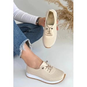 Tone Bej Cilt Bağcıklı Spor Ayakkabı