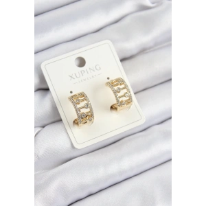 Xuping Zirkon Taşlı Çit Halka Model Gold Renk Kadın Küpe