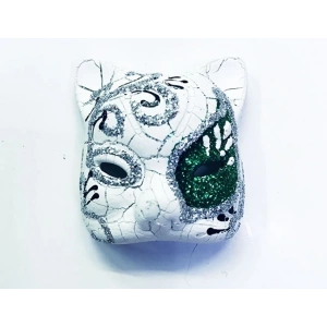 Yeşil Renk İşlemeli Seramik Malzemeden İmal Venedik Kedi Model Magnet