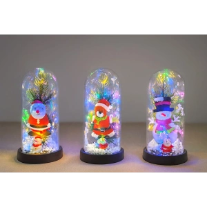 Yılbaşı Temalı Işıklı Dekoratif Cam Fanus - Model 8