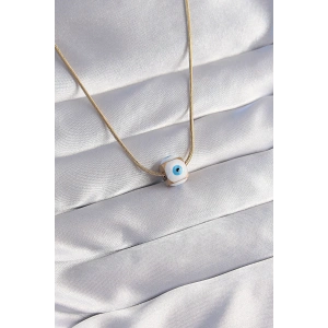 316l Çelik Gold Renk Mineli Nazar Model Kolye